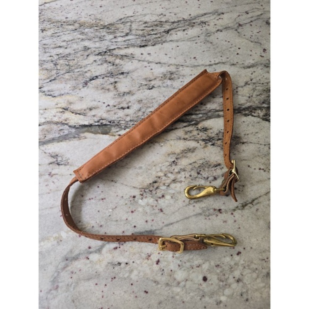 Vintage tan‎ leather purse bag tote strap
